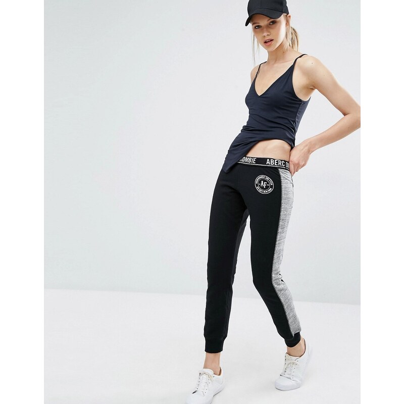 Abercrombie & Fitch - Pantalon de jogging skinny avec taille griffée - Noir
