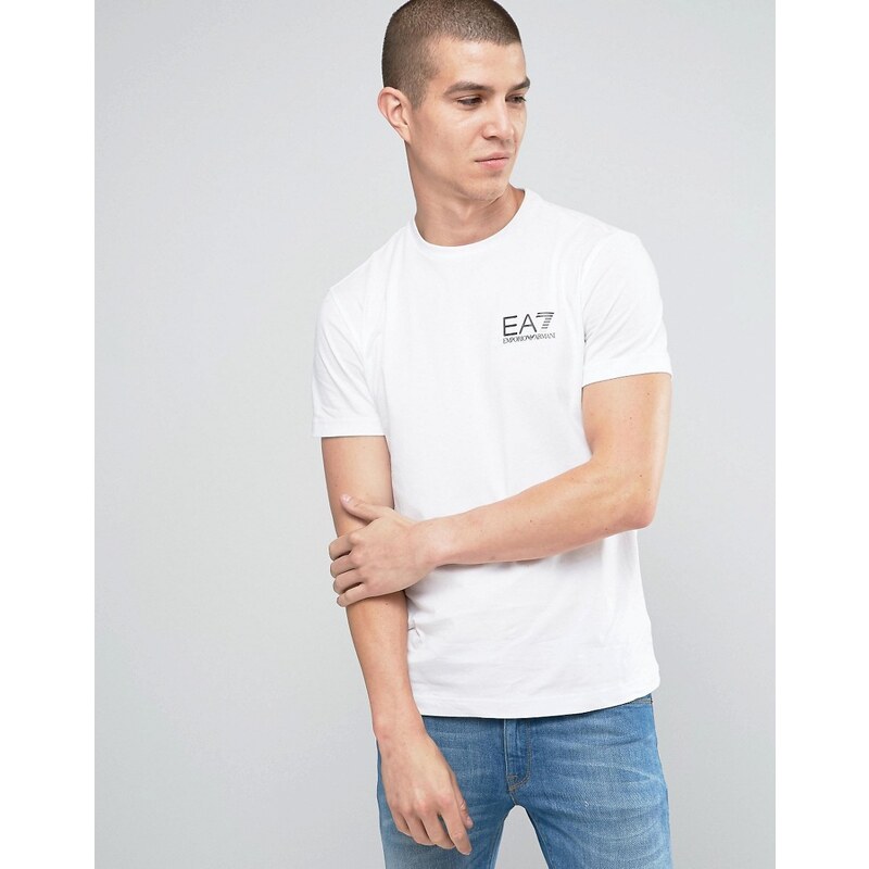 Emporio Armani - EA7 - T-shirt avec logo sur la poitrine - Blanc - Blanc