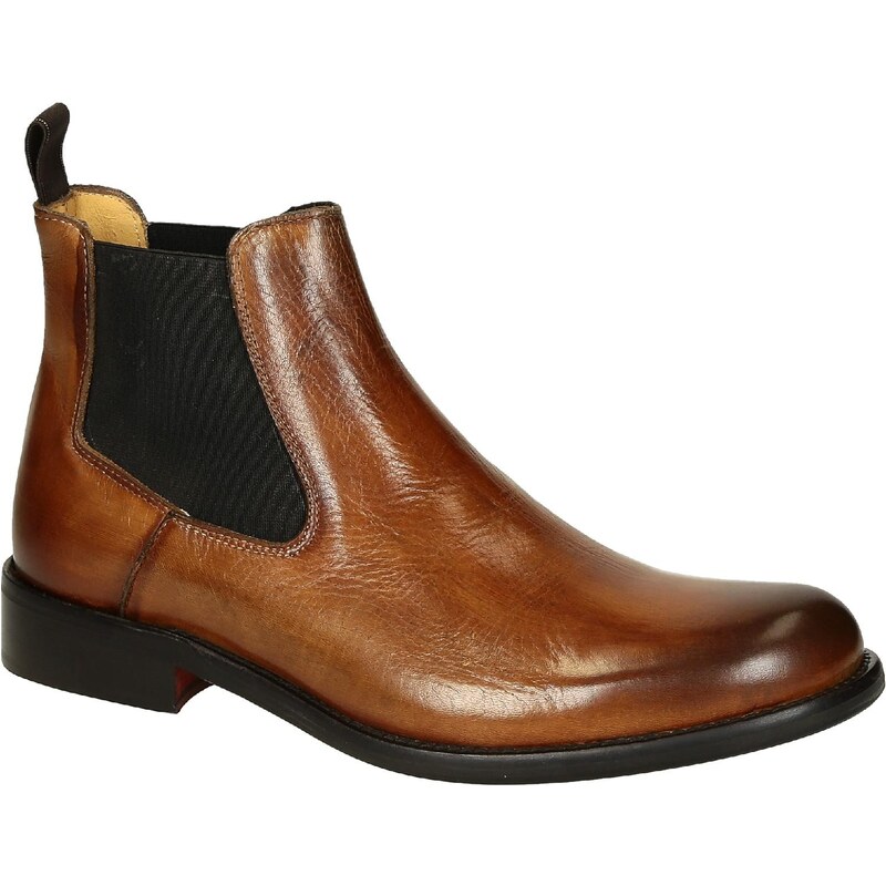 Leonardo Shoes Bottes chelsea homme lux Tan veau cuir veritable