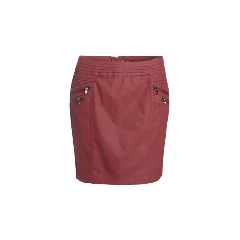 Jupe tissu enduit surcoutures Rouge Polyester - Femme Taille 34 - Cache Cache
