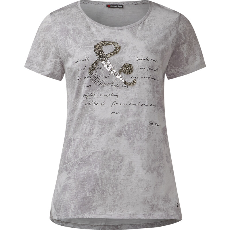 Street One - T-shirt à paillettes Gisela - pride grey