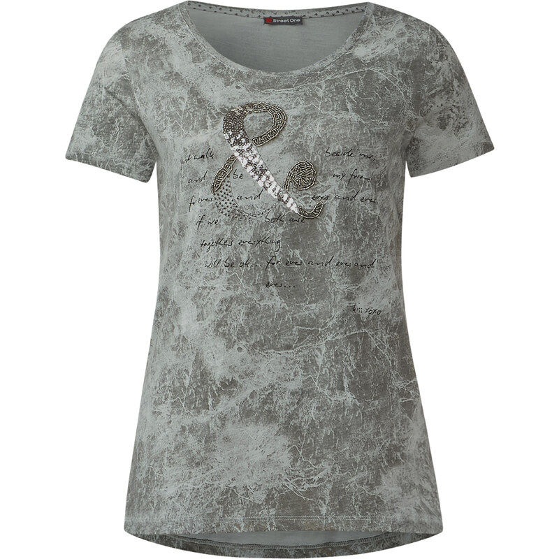Street One - T-shirt à paillettes Gisela - dusty olive