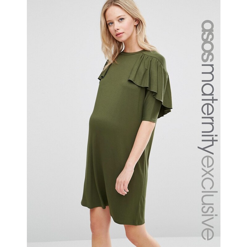 ASOS Maternity - Robe t-shirt volantée - Vert