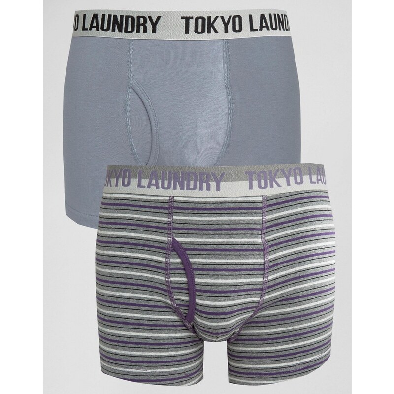 Tokyo Laundry - Lots de 2 boxers à rayures - Bleu marine