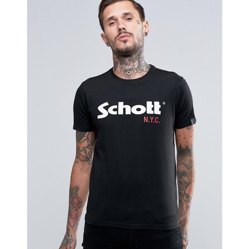 Schott - T-shirt avec grand logo - Noir