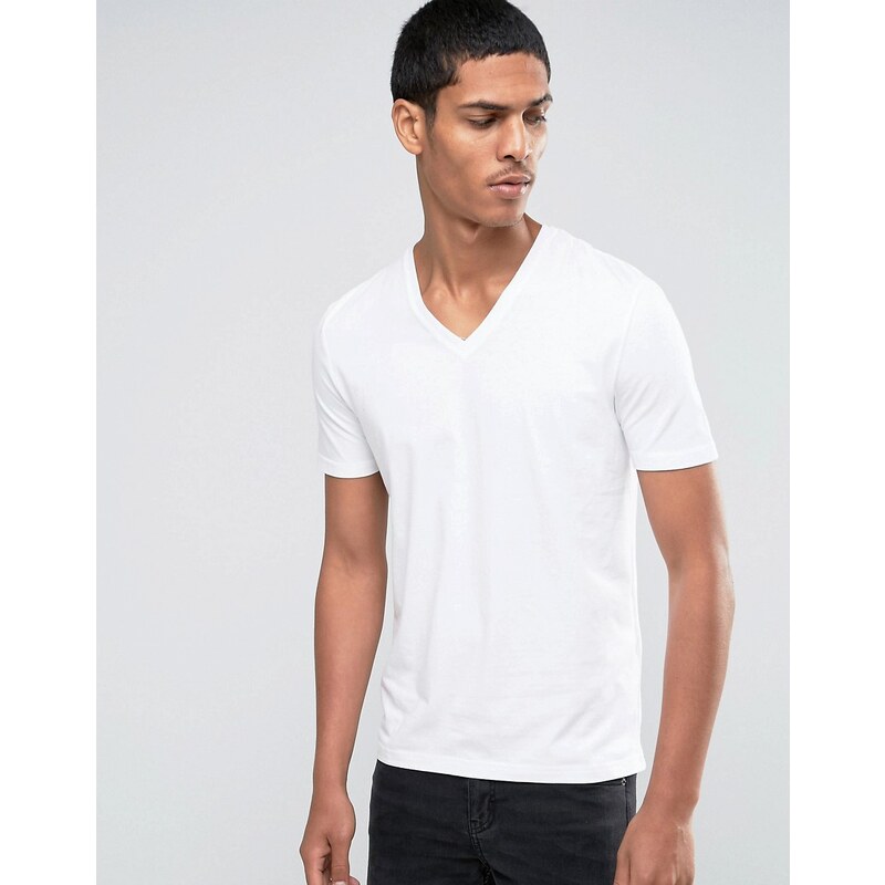 Celio - T-shirt col V coupe slim - Blanc