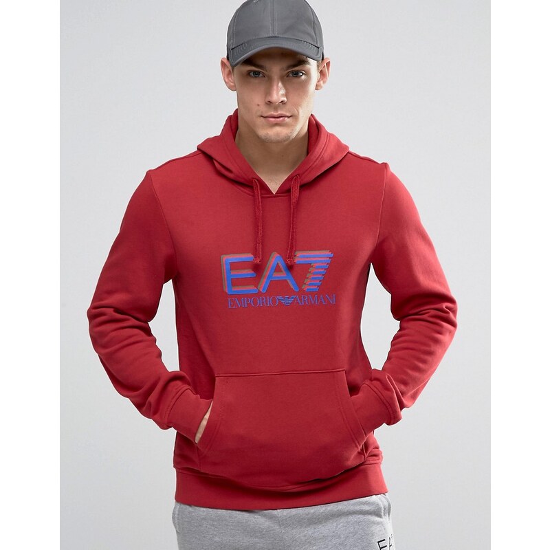 Emporio Armani - EA7 - Sweat à capuche et logo effet ombré - Rouge - Rouge