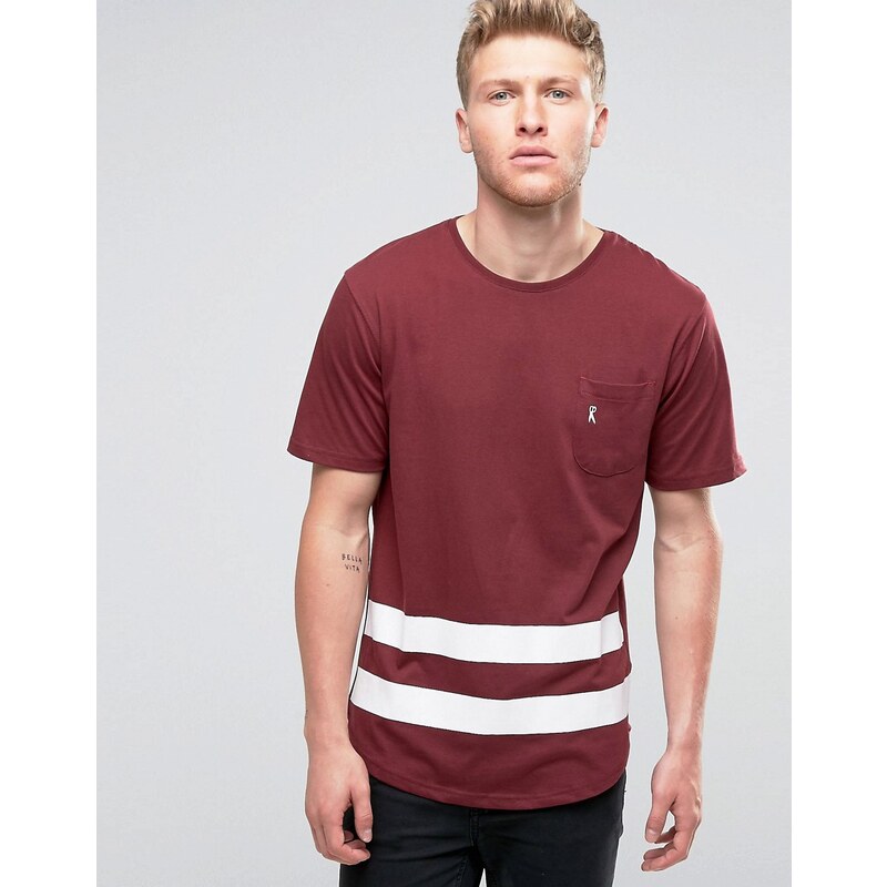Ringspun - Baseball - T-shirt avec poche et ourlet arrondi - Rouge
