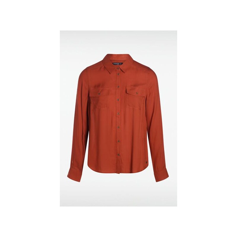 Chemise femme boutonnée 2 poches Orange Viscose - Femme Taille XL - Bonobo