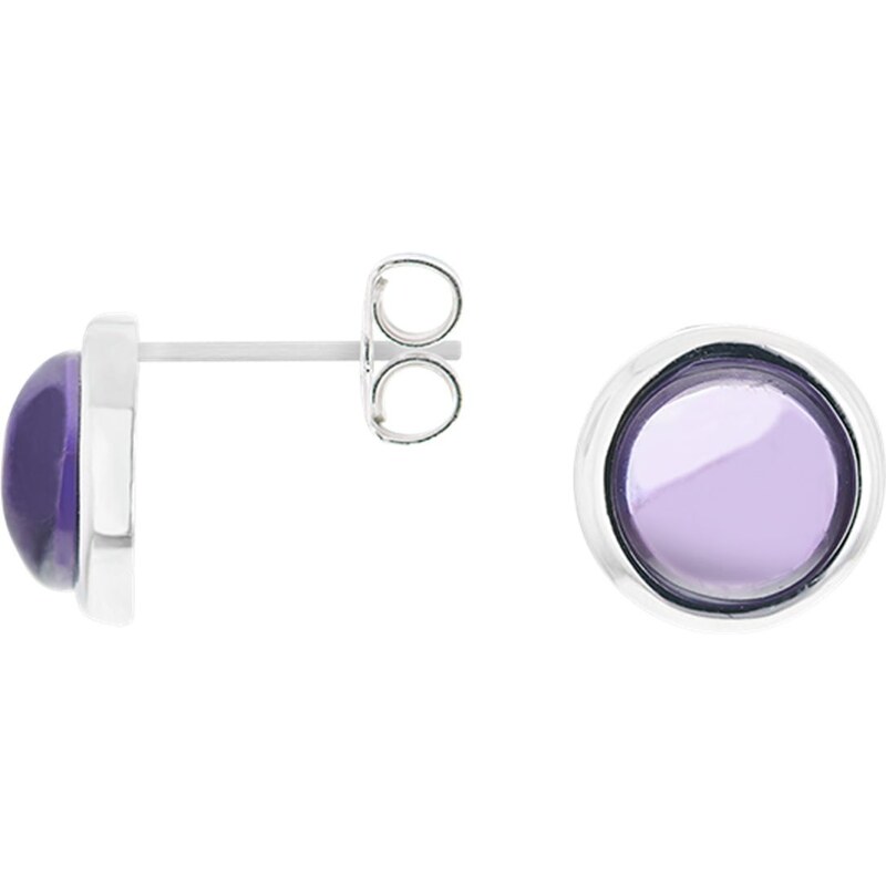 Cabochon Boucles d'oreilles en argent avec améthyste - violet