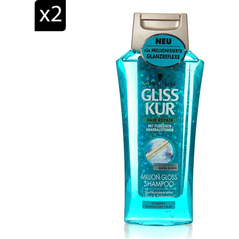 Gliss Lot de 2 shampooings Milllion Gloss Gliss hair repair - 250 ml
