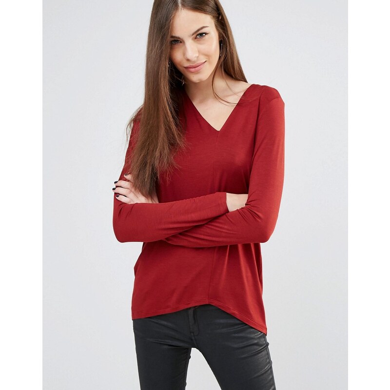 Sisley - T-shirt ample à manches longues - Rouge