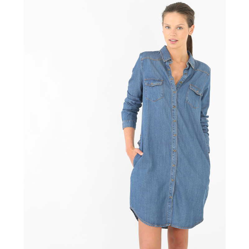 Robe chemise denim -20% Femme - Couleur bleu - Taille L -PIMKIE- SOLDES HIVER 2017