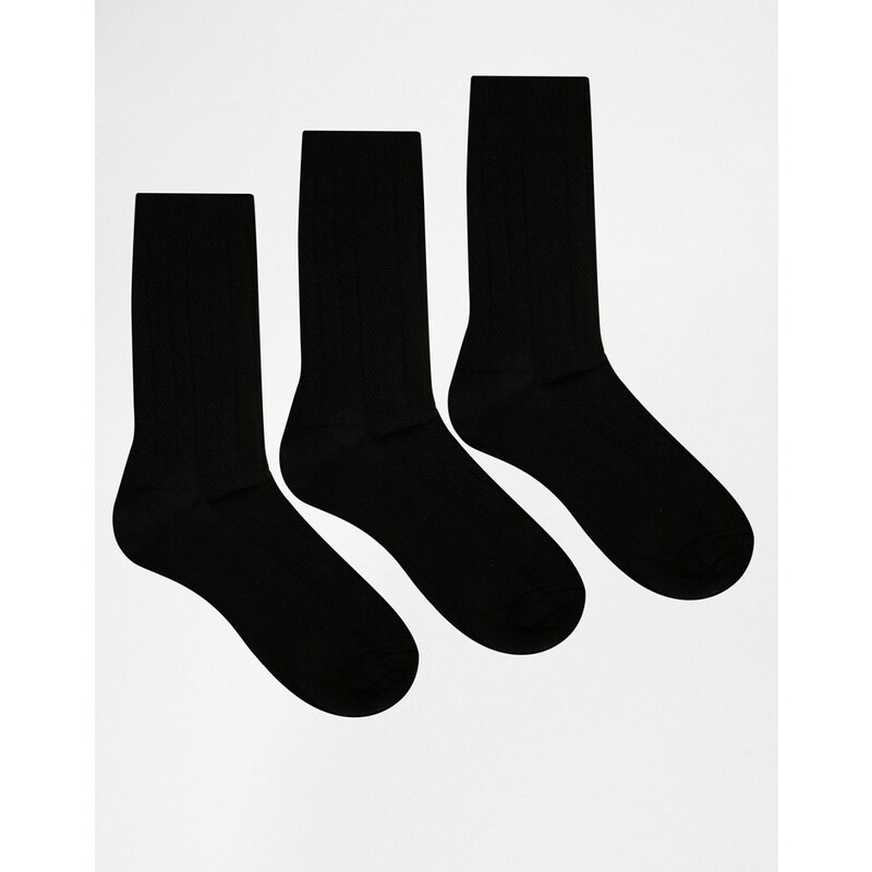 Lovestruck - Lot de 3 paires de chaussettes en maille torsadée - Noir - Noir