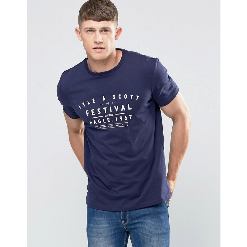 Lyle & Scott - T-shirt à imprimé style festival - Bleu marine - Bleu marine
