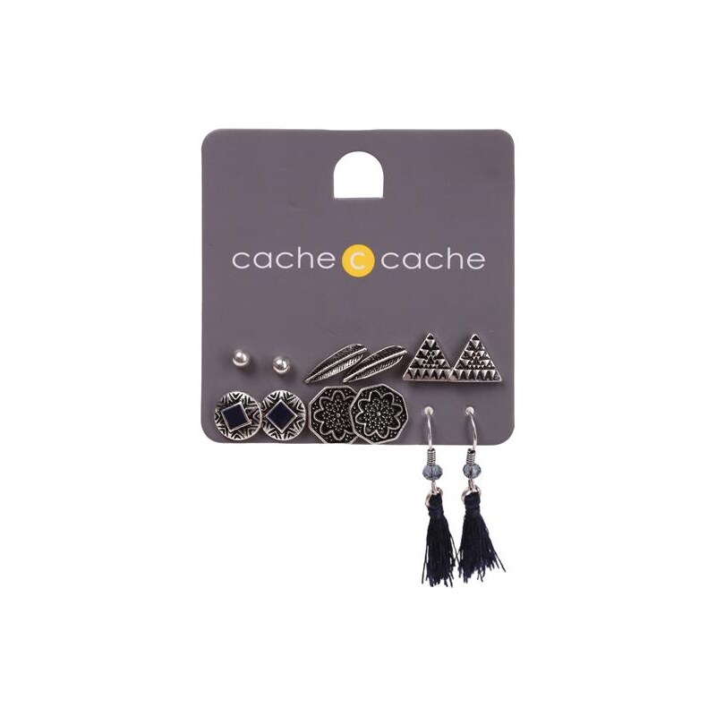 Set de 5 paires de boucles d'oreilles Gris Metal - Femme Taille T.U - Cache Cache