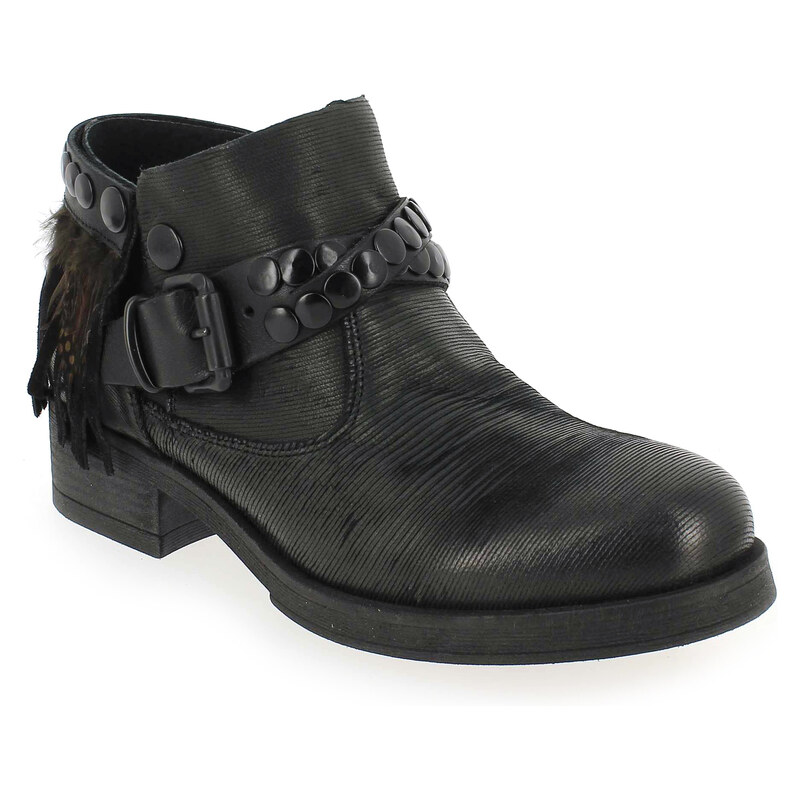 Boots Femme Métisse en Cuir Noir