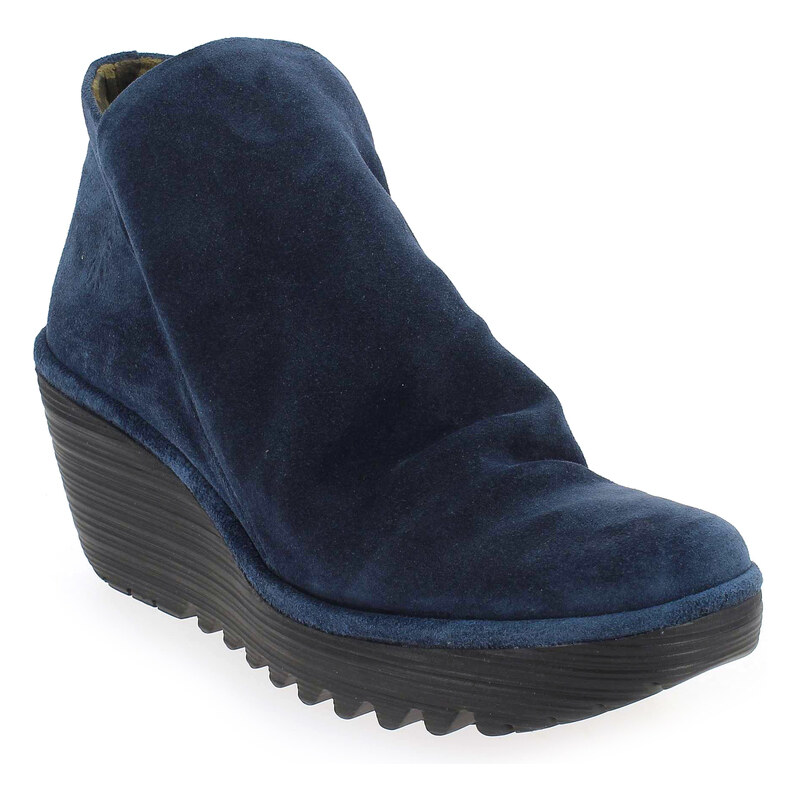 Boots Fly London YIP VELOURS Bleu pour Femme en Cuir velours - Promo