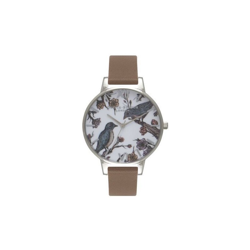 Montre Olivia Burton Woodland Birds in Love - Taupe and Silver