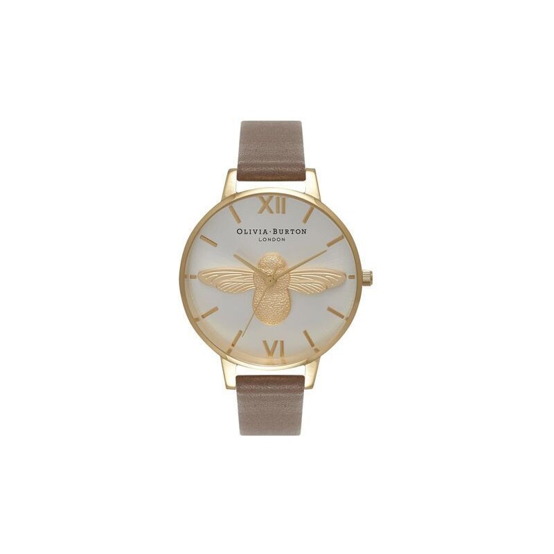 Montre Olivia Burton Moulded Bee - Taupe, Gold and Silver