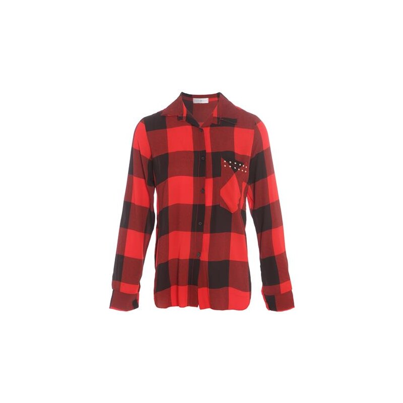 Chemise à carreaux et studs Rouge Polyester - Femme Taille 2 - Cache Cache