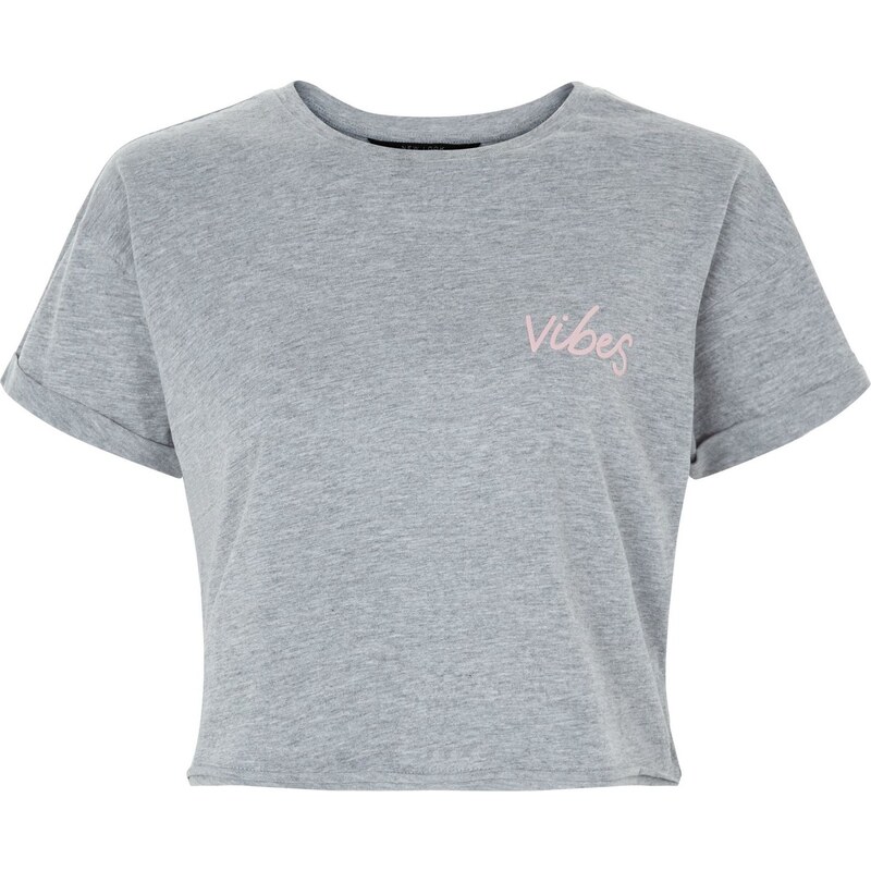 New Look T-shirt ado gris à imprimé 'vibes'