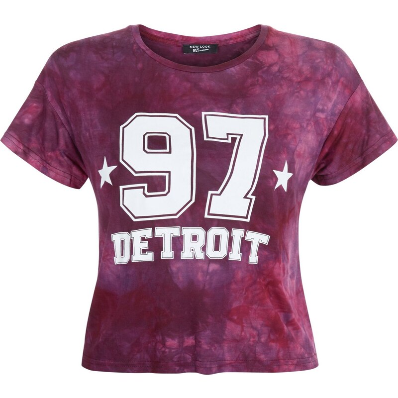 New Look T-shirt ado bordeaux effet tie-dye imprimé Detroit 97