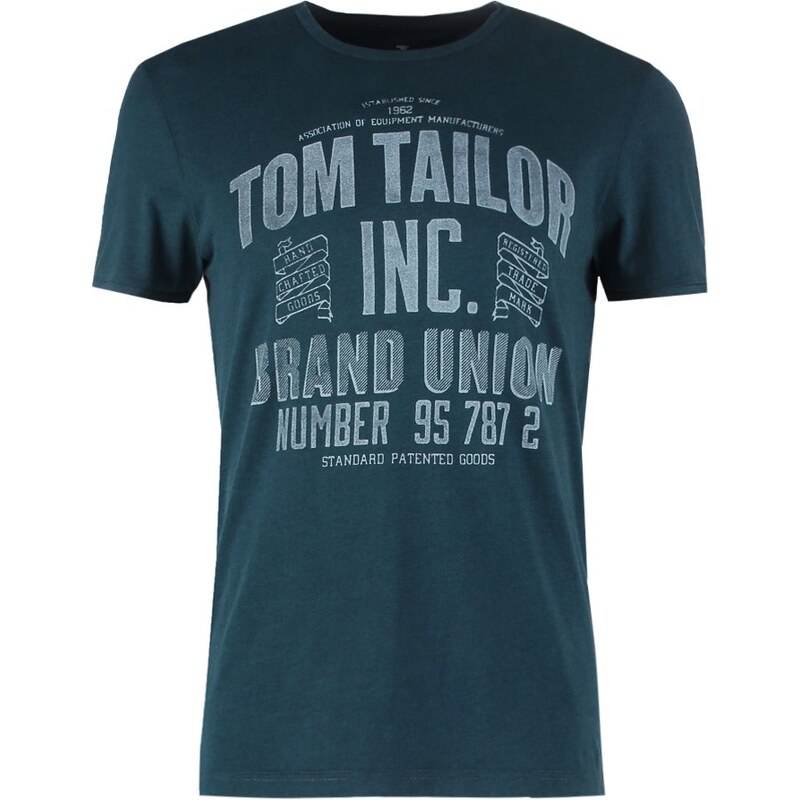 TOM TAILOR FITTED Tshirt imprimé black streaked petrol melange