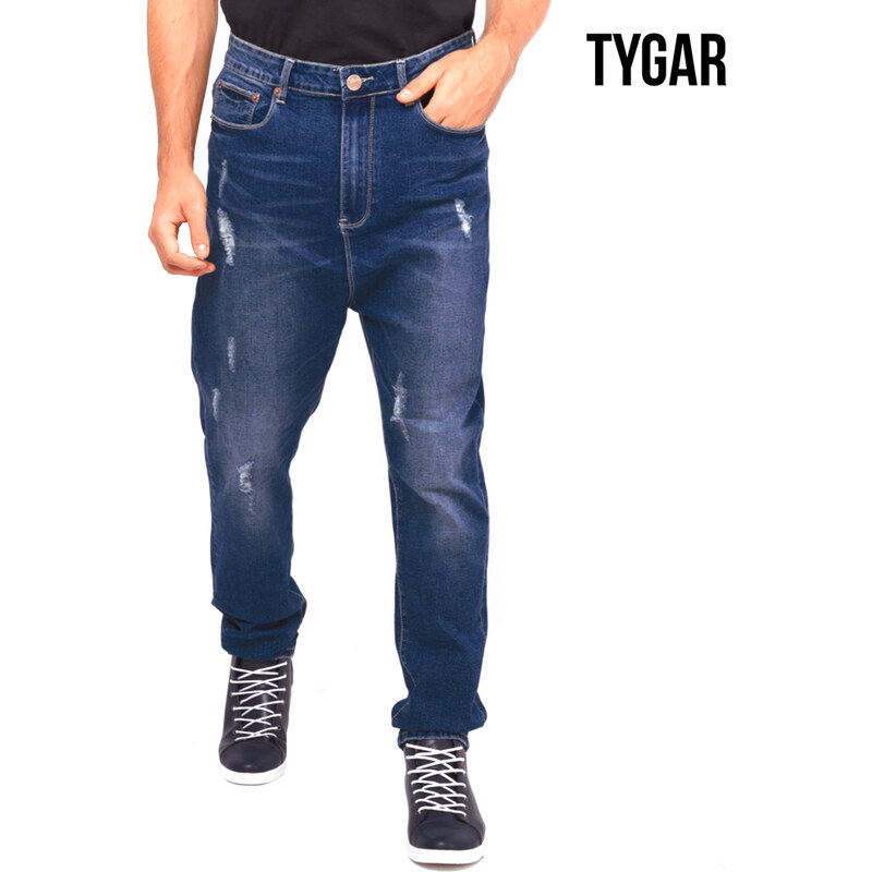 TYGAR Jeans regular style destroy avec entrejambe profond