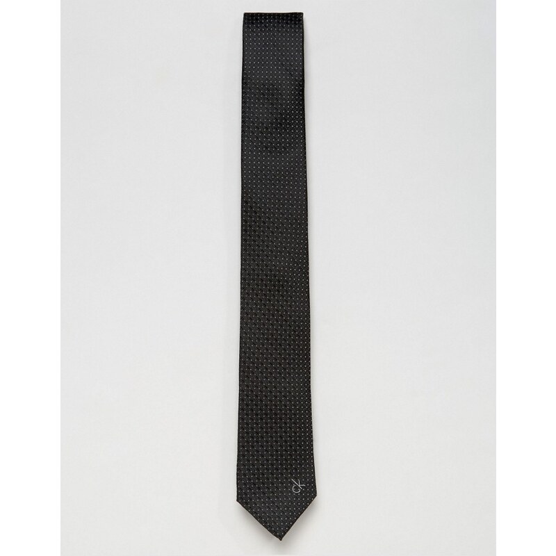 Calvin Klein - Cravate en soie avec logo - Noir