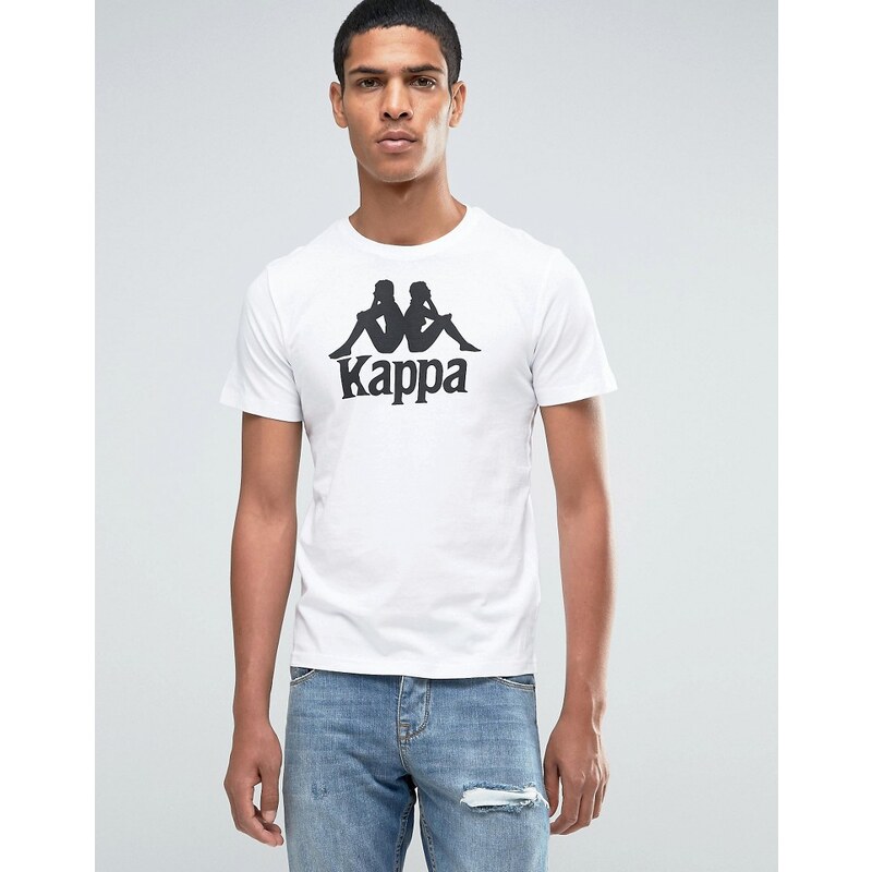 Kappa - T-shirt avec grand logo - Blanc