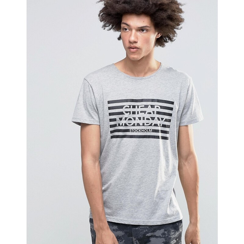 Cheap Monday - T-shirt classique à rayures et logo - Gris - Gris