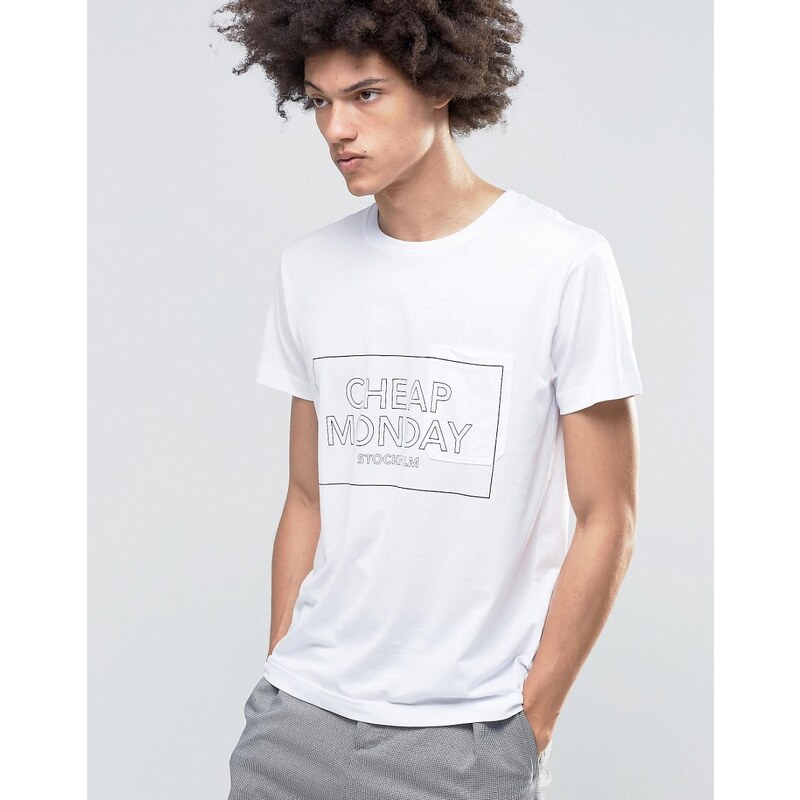 Cheap Monday - T-shirt classique avec logo finement encadré sur la poche - Blanc