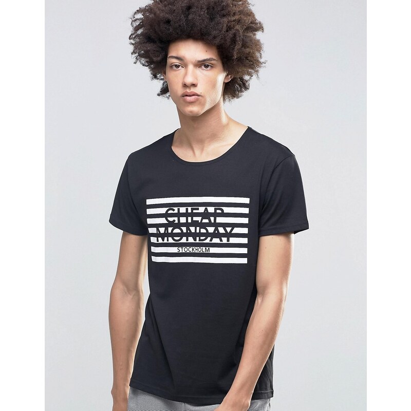 Cheap Monday - T-shirt classique à rayures et logo - Noir - Noir