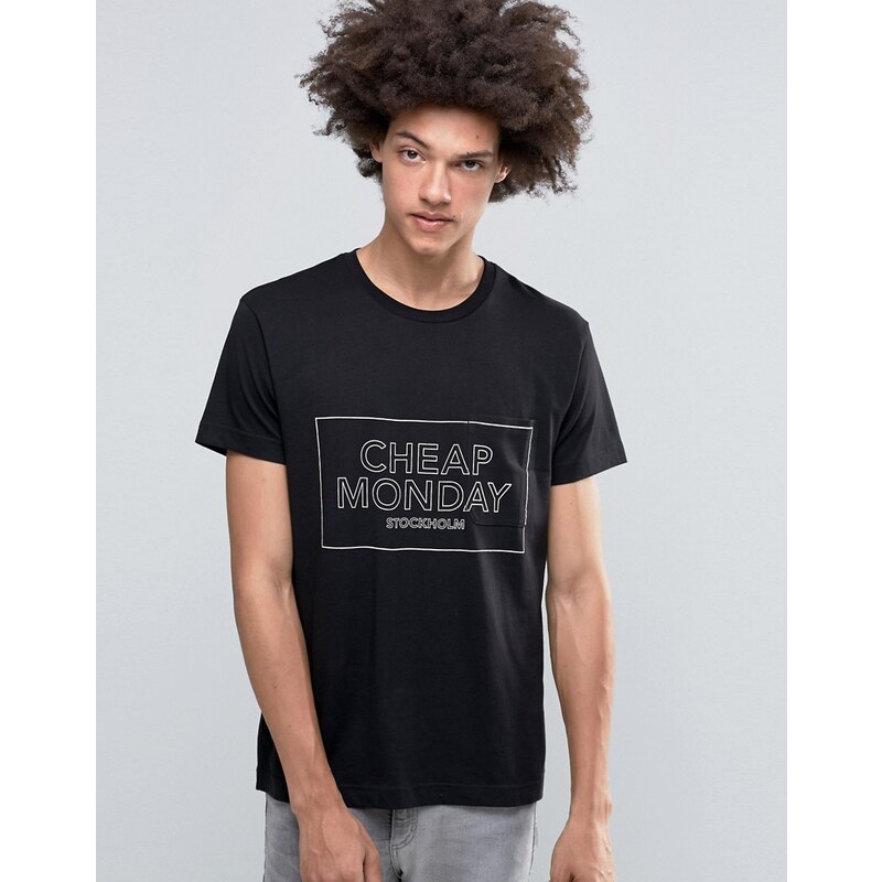 Cheap Monday - T-shirt classique avec logo finement encadré sur la poche - Noir