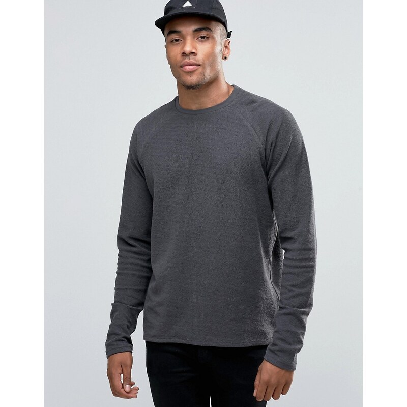 Solid Longline Sweatshirt with Raglan Sleeve - Gris