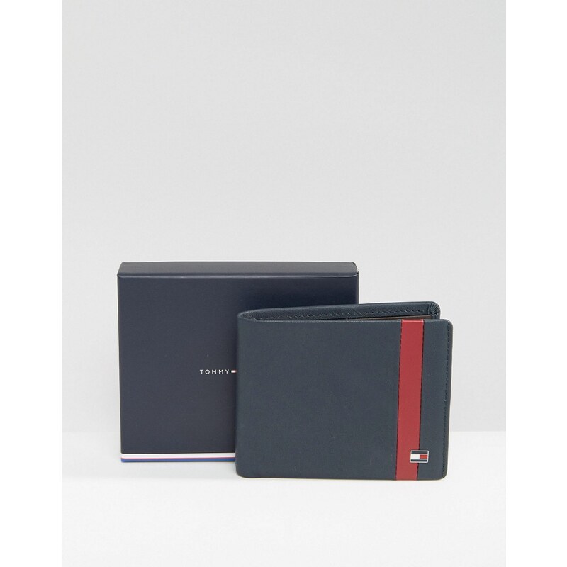Tommy Hilfiger - Mini portefeuille en cuir color block avec porte-billets - Bleu marine