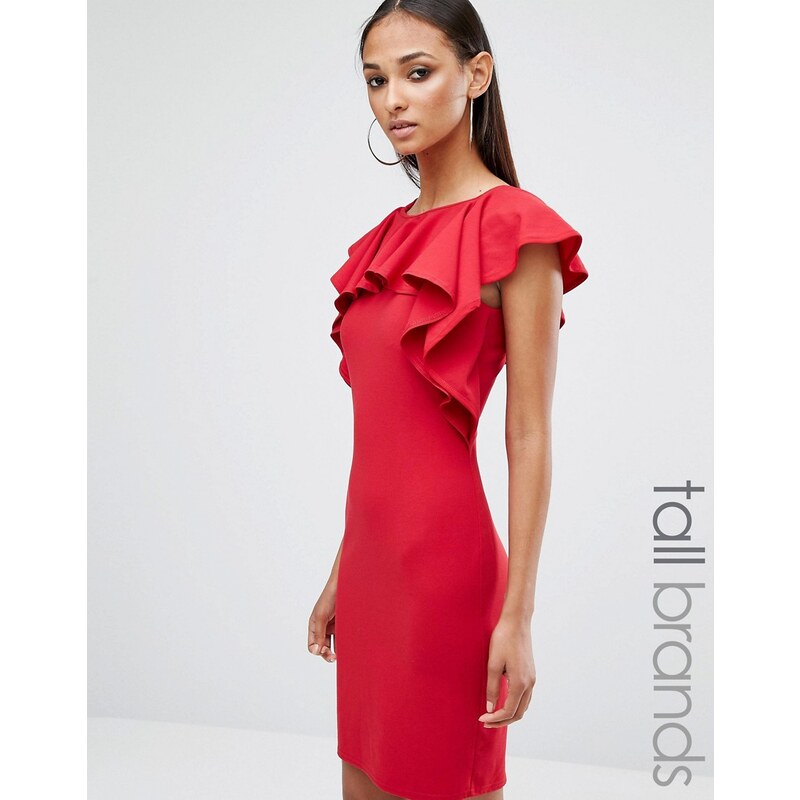 Missguided Tall - Robe courte volantée - Rouge