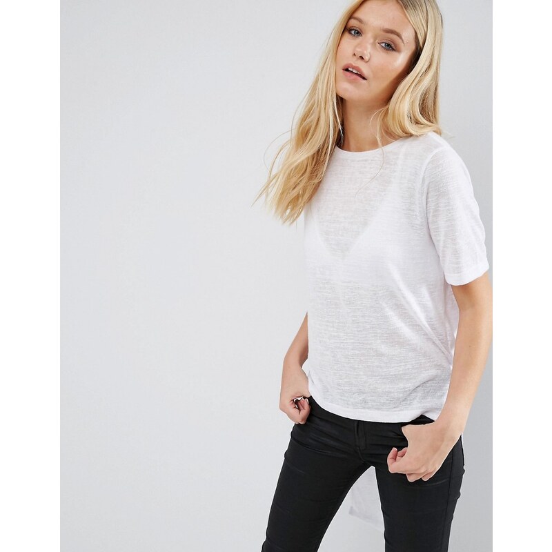 JDY - Margie - T-Shirt asymétrique - Blanc