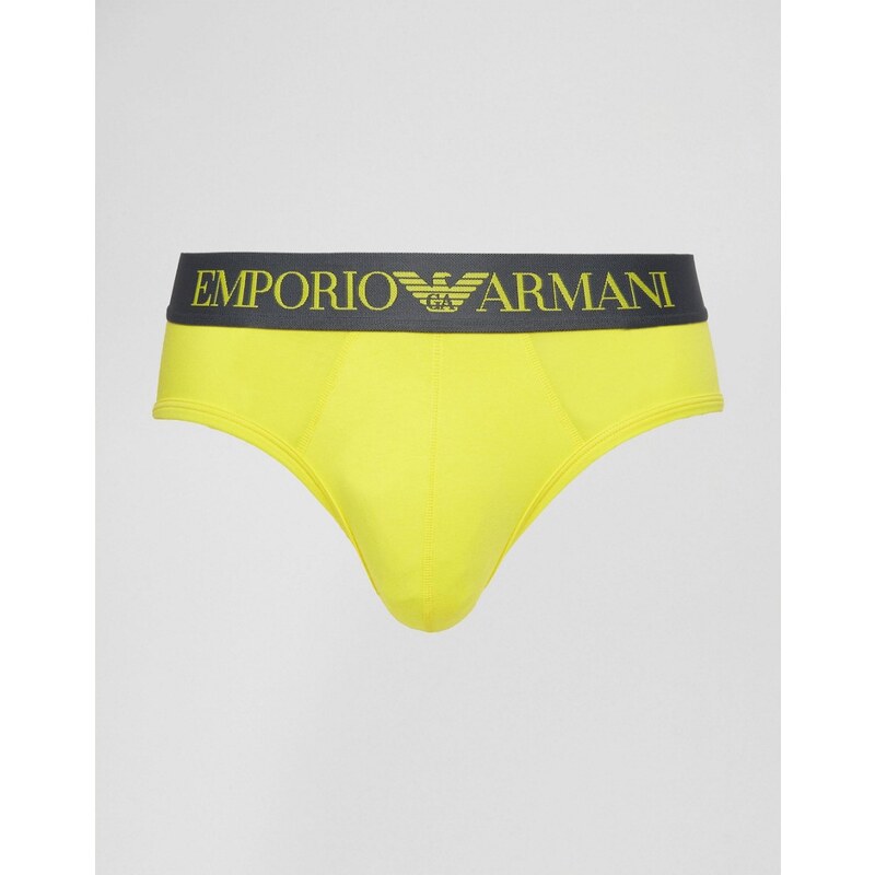 Emporio Armani - Slip à ceinture avec logo emblématique - Jaune