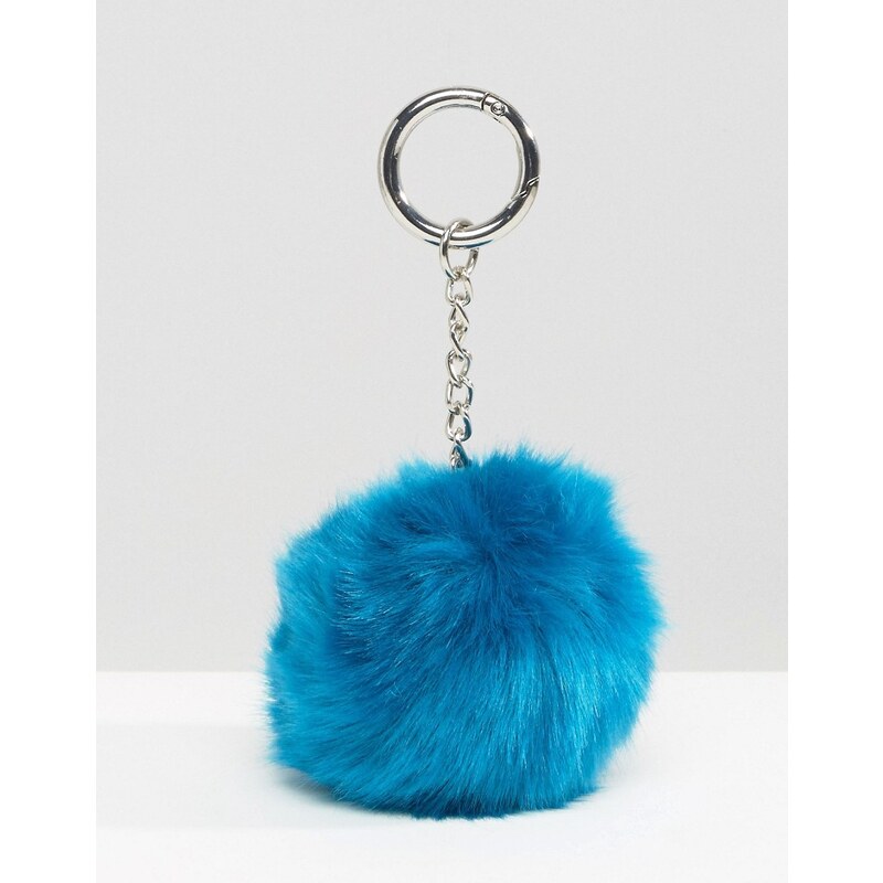 ASOS - Porte-clés à pompon oversize avec anneau - Bleu
