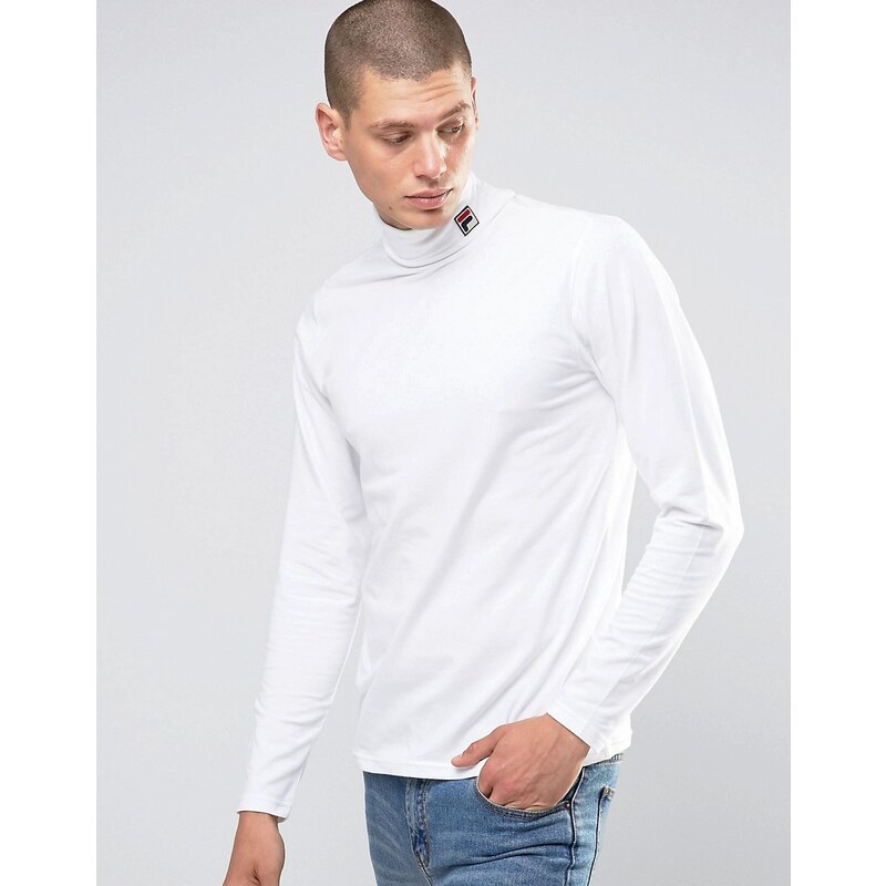 Fila Vintage - T-shirt à manches longues et à col roulé - Blanc