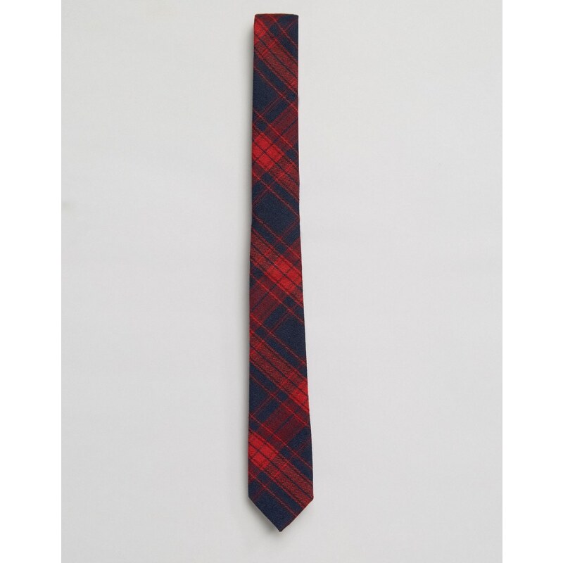 ASOS - Cravate fine à carreaux écossais - Bleu marine