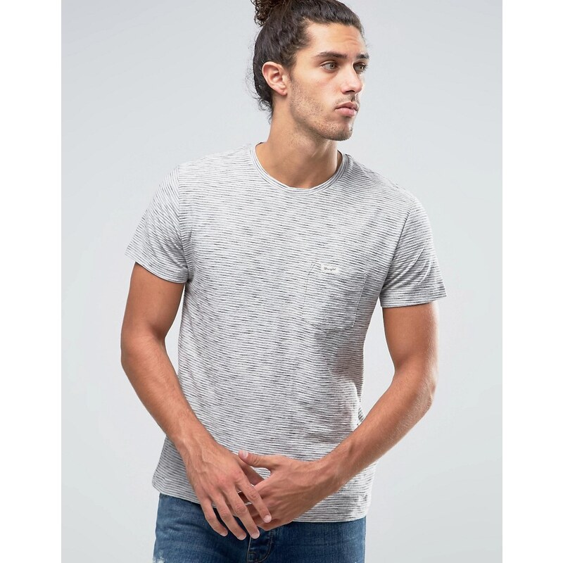 Wrangler - T-shirt manches courtes avec rayures et une poche - Gris