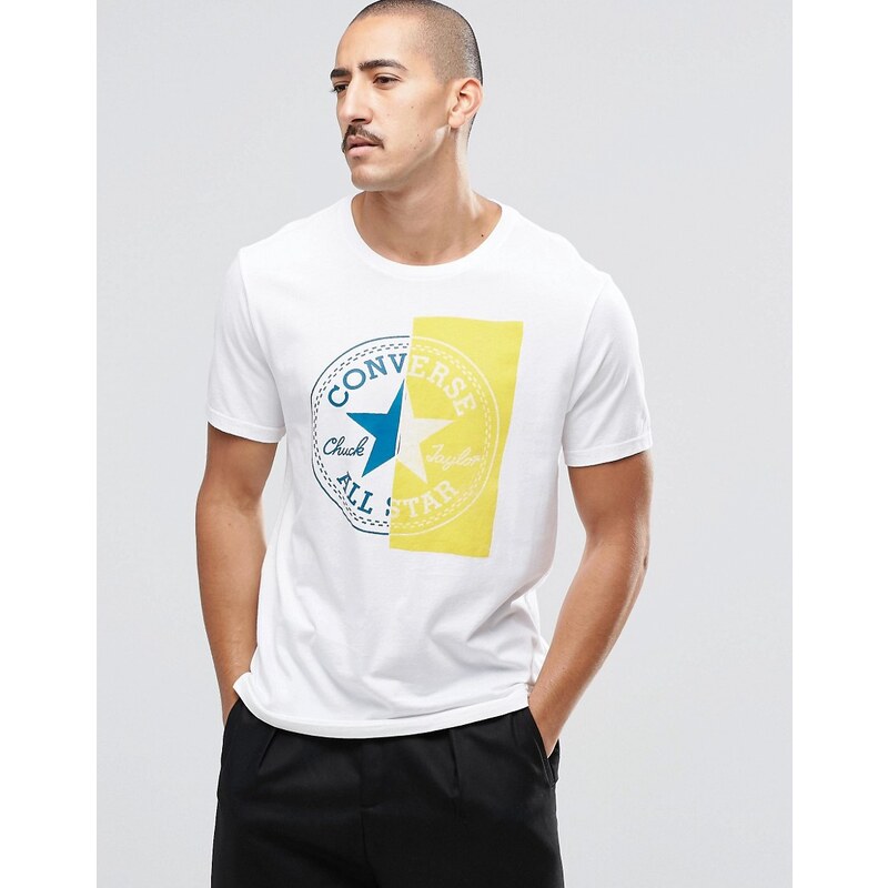 Converse - 10001084-A02 - T-shirt fendu avec logo - Blanc - Blanc