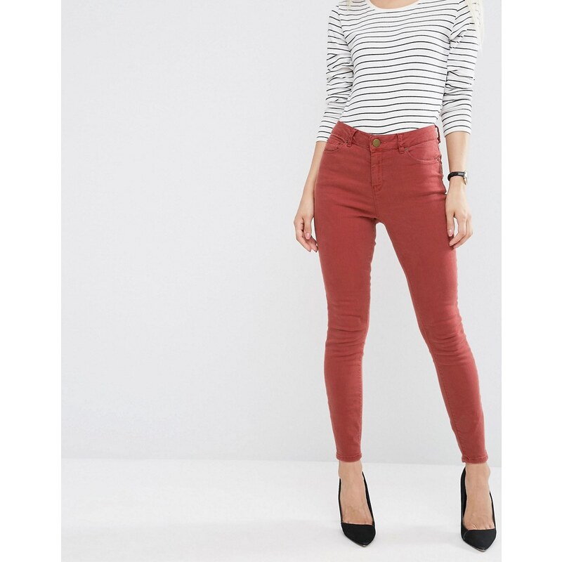 ASOS - Ridley - Jean skinny taille haute - Rouille - Rouge