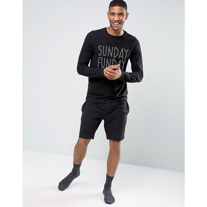 ASOS Loungewear - Short léger à taille contrastante - Noir