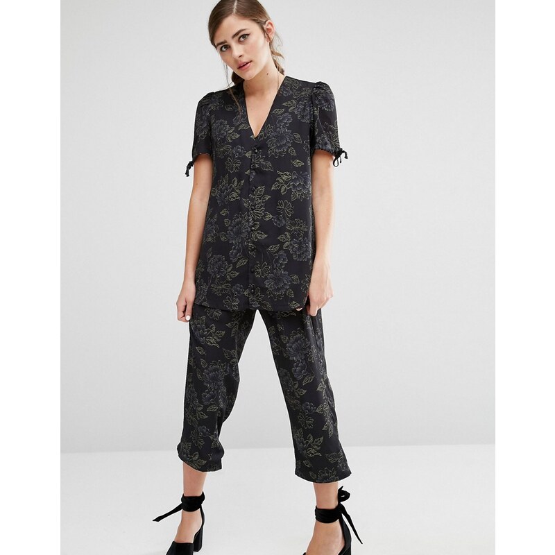 Fashion Union - Chemise de pyjama coordonnée à fleurs ton sur ton - Multi
