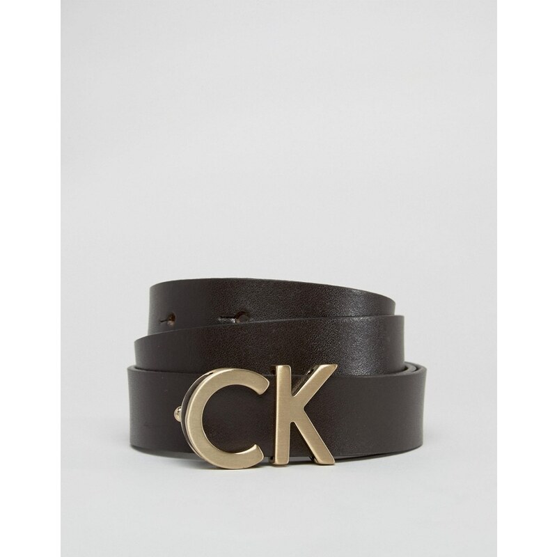 Calvin Klein - Ceinture en cuir avec logo CK - Noir
