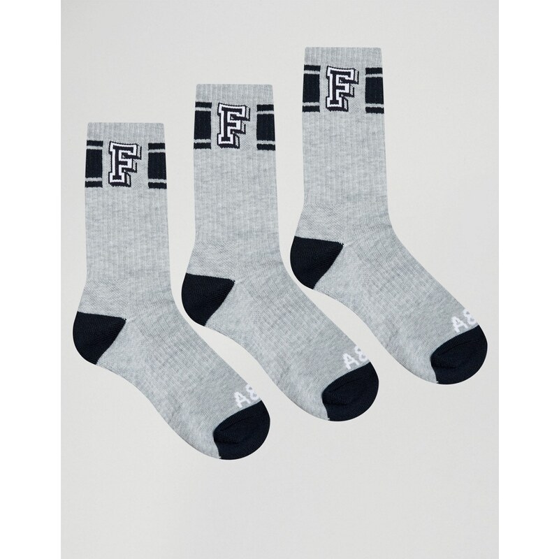 Abercrombie & Fitch - Lot de 3 paires de chaussettes - Gris